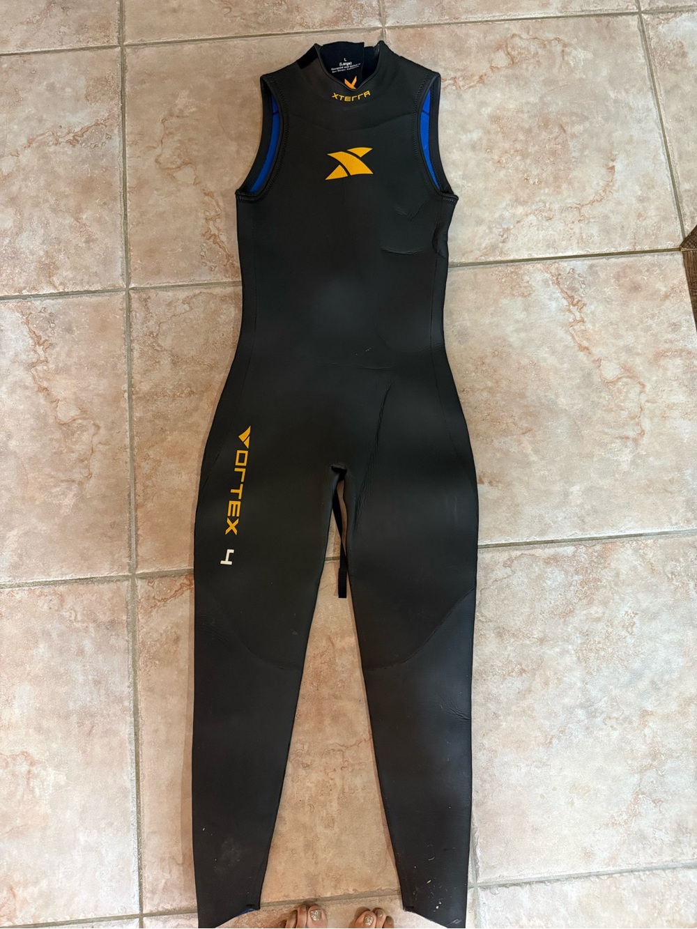 XTERRA Men’s Black Vortex Sleeveless Swim Rash Guard with Yellow Accents